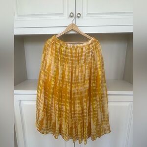 Who What Wear Yellow and White A-Line Skirt